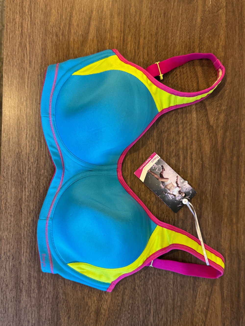 NWT Freya Active Underwire Sports Bra 28G (US 28I) Blue Pink Yellow AA4892ATB